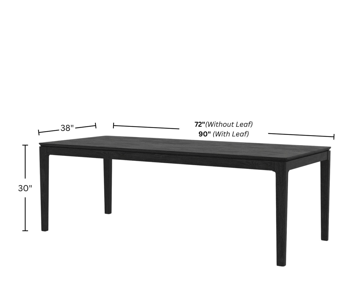 Cove Rectangular Extension Dining Table, Vintage Black