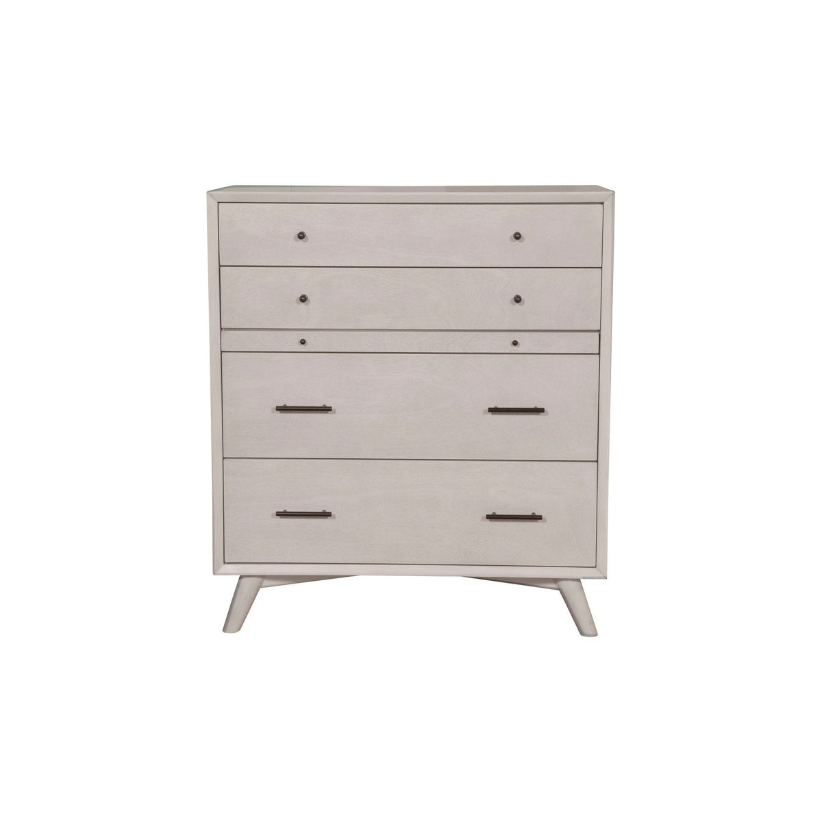 Flynn Mid Century Modern 4 Drawer Multifunction Chest w/Pull Out Tray, Gray