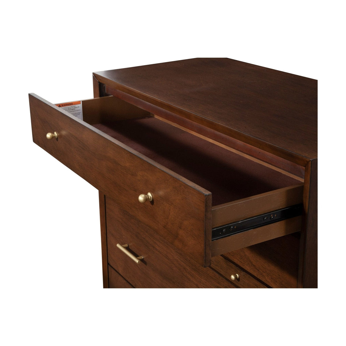 Flynn Mid Century Modern 4 Drawer Multifunction Chest w/Pull Out Tray, Walnut