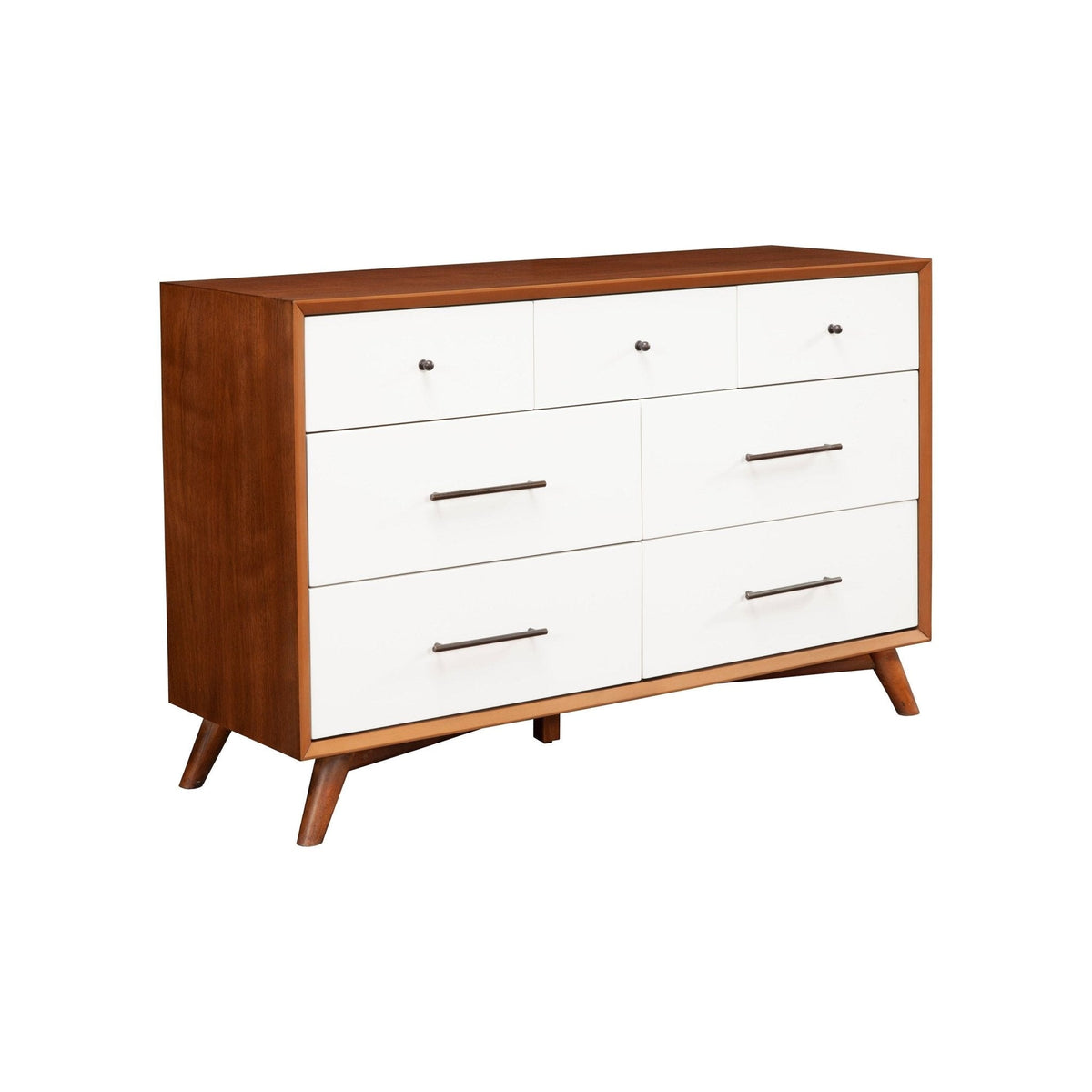 Flynn 7 Drawer Two Tone Dresser, Chestnut/White