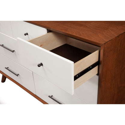 Flynn 7 Drawer Two Tone Dresser, Chestnut/White