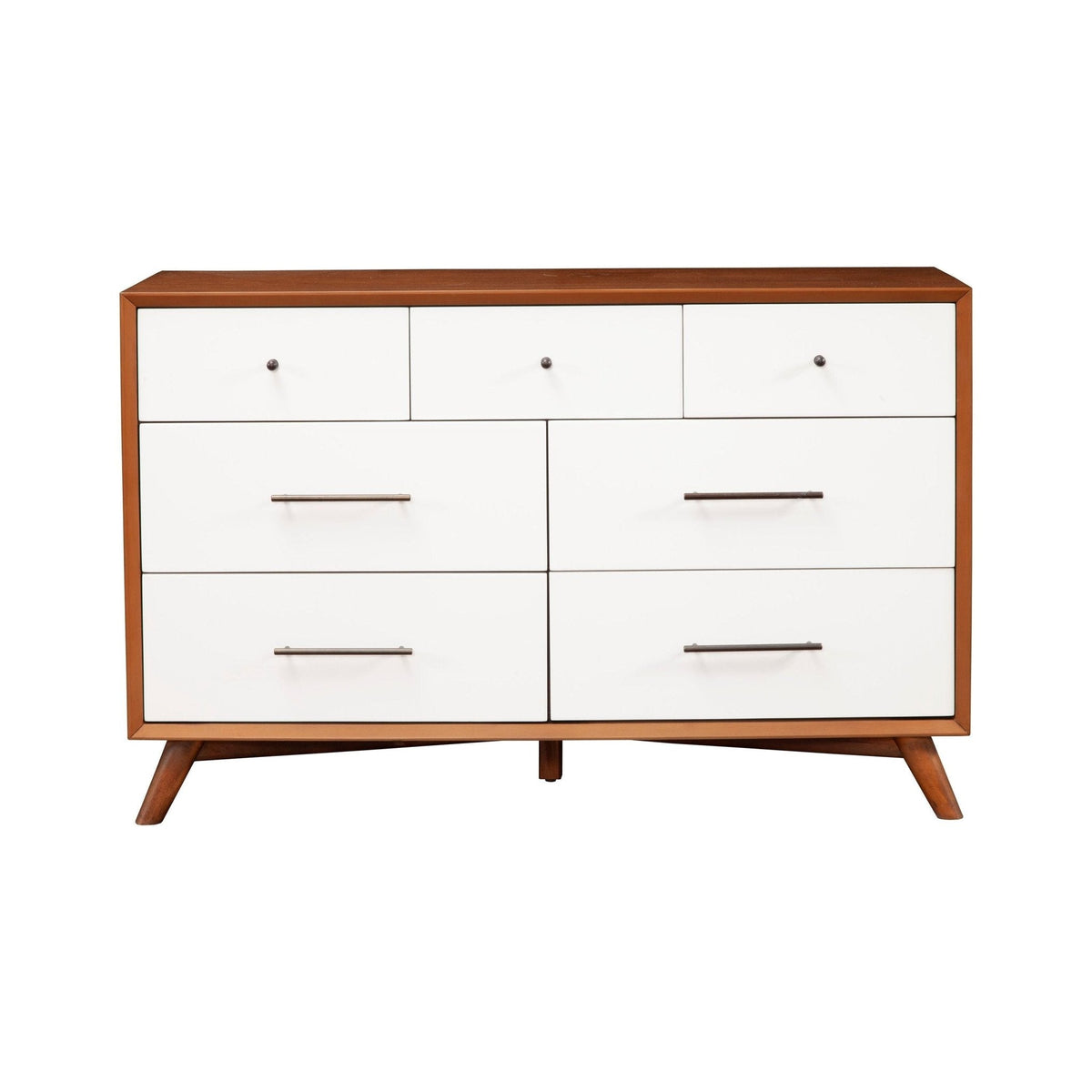 Flynn 7 Drawer Two Tone Dresser, Chestnut/White
