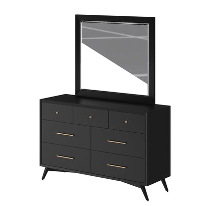 Flynn Mid Century Modern 7 Drawer Dresser, Black