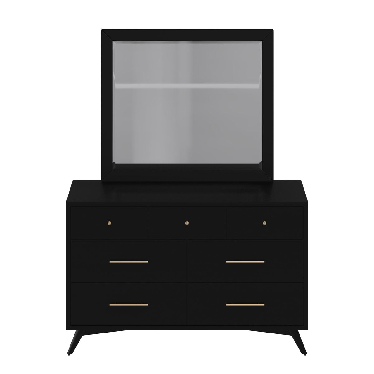 Flynn Mid Century Modern 7 Drawer Dresser, Black