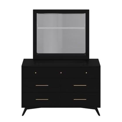 Flynn Mid Century Modern 7 Drawer Dresser, Black