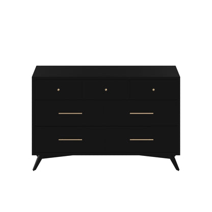 Flynn Mid Century Modern 7 Drawer Dresser, Black