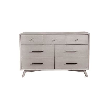 Flynn Mid Century Modern 7 Drawer Dresser, Gray