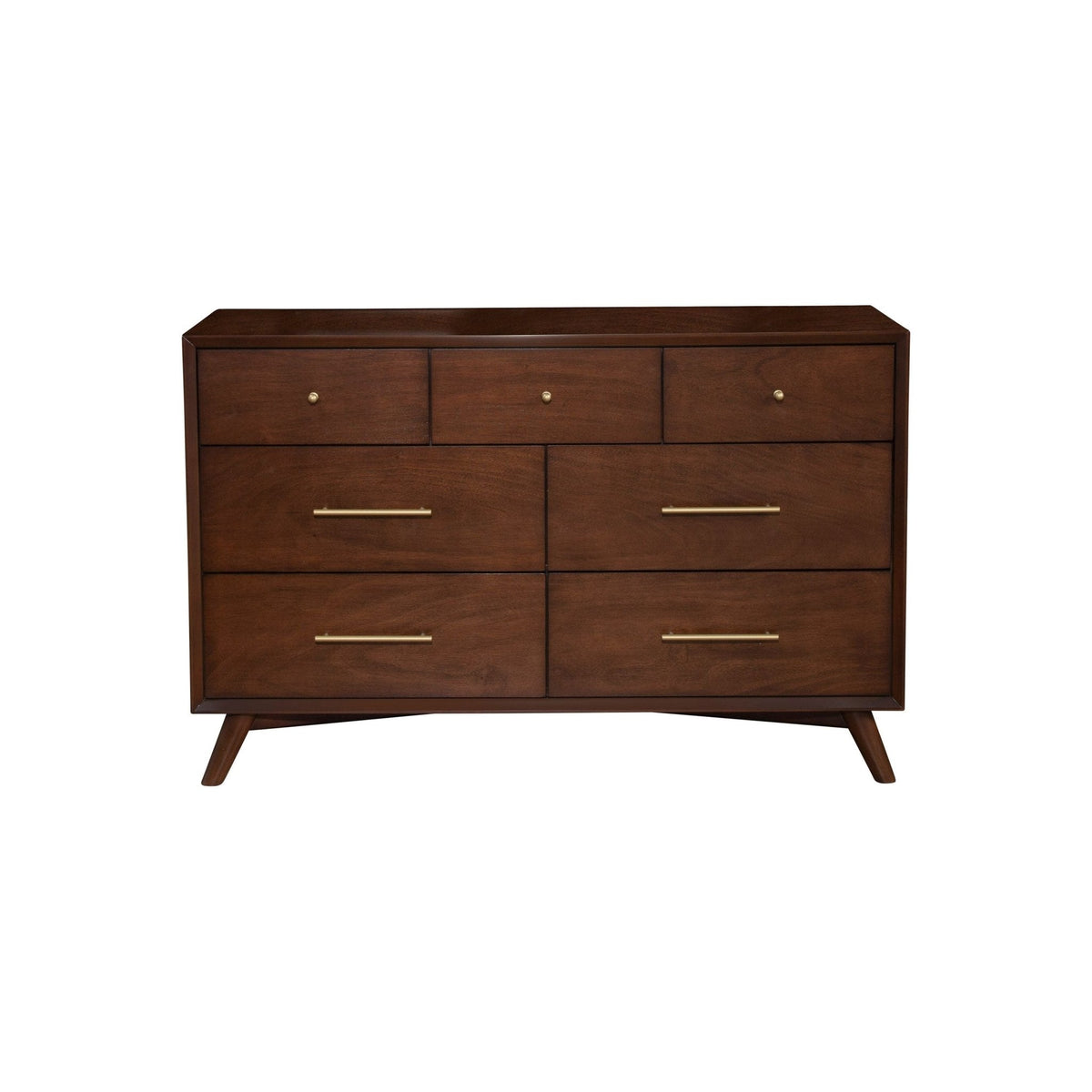 Flynn Mid Century Modern 7 Drawer Dresser, Walnut