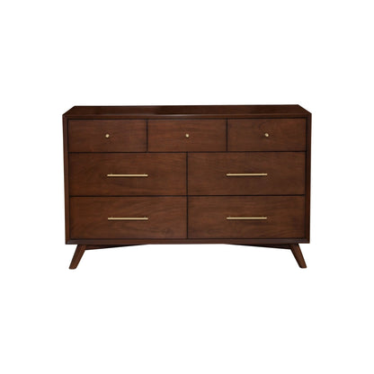 Flynn Mid Century Modern 7 Drawer Dresser, Walnut