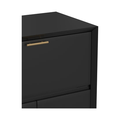 Flynn Large Bar Cabinet w/Drop Down Tray, Black