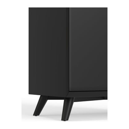 Flynn Large Bar Cabinet w/Drop Down Tray, Black