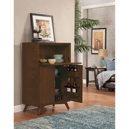 Flynn Large Bar Cabinet w/Drop Down Tray, Walnut