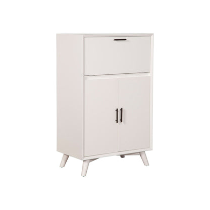 Flynn Large Bar Cabinet w/Drop Down Tray, White