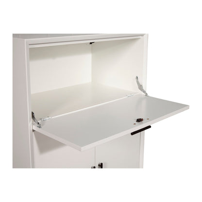 Flynn Large Bar Cabinet w/Drop Down Tray, White