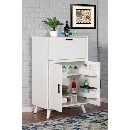 Flynn Large Bar Cabinet w/Drop Down Tray, White