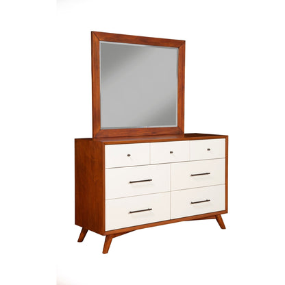 Flynn Mid Century Modern Two Tone Mirror, Chestnut/White