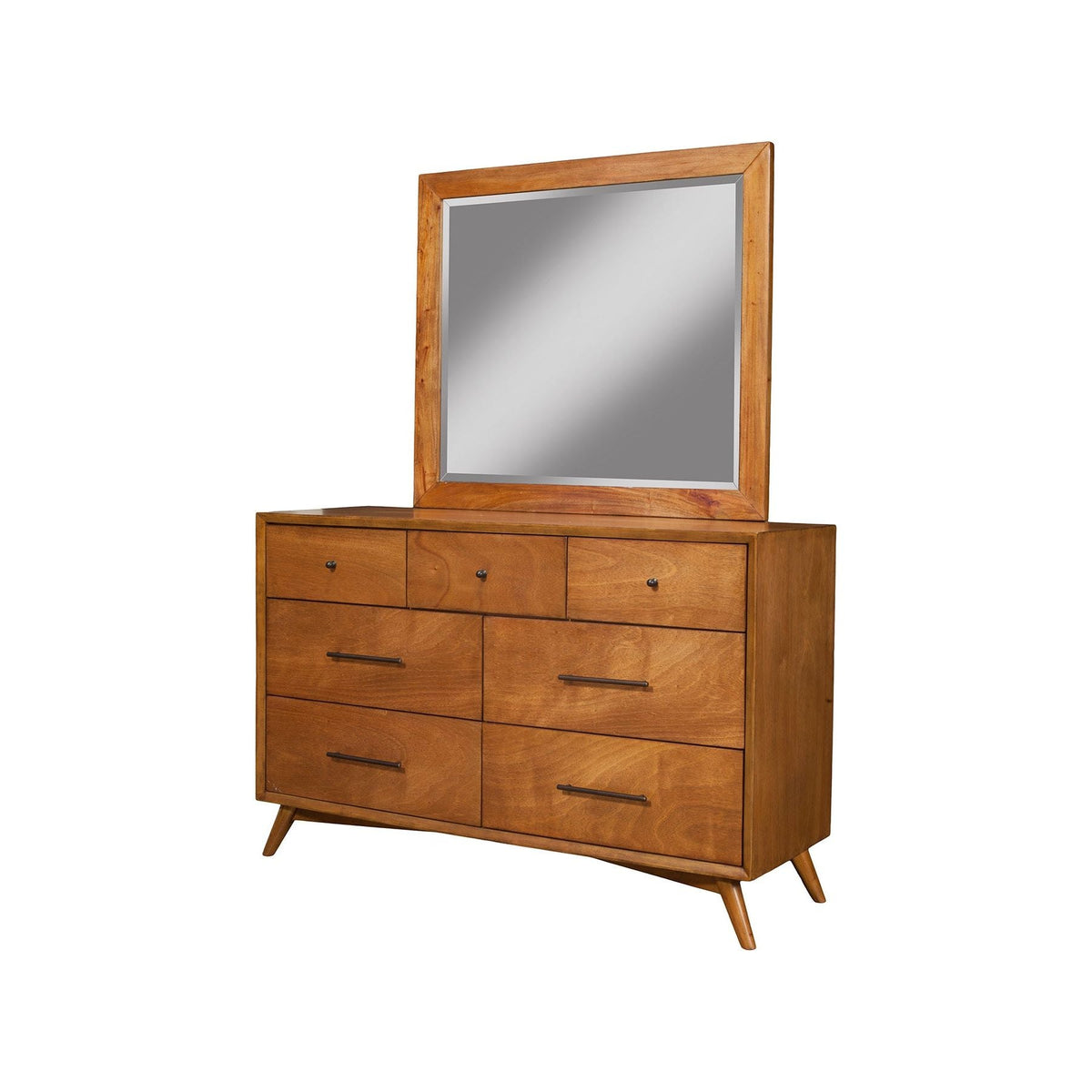 Flynn Mid Century Modern Mirror, Chestnut
