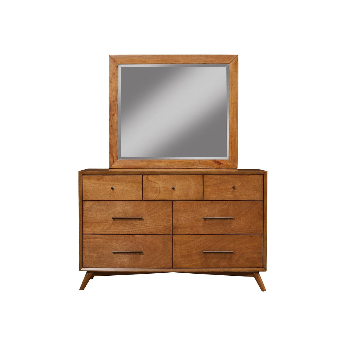 Flynn Mid Century Modern Mirror, Chestnut