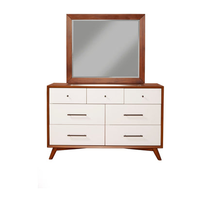 Flynn Mid Century Modern Two Tone Mirror, Chestnut/White