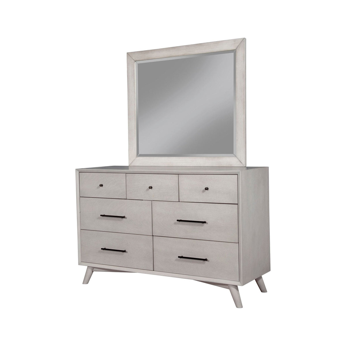 Flynn Mid Century Modern Mirror, Gray