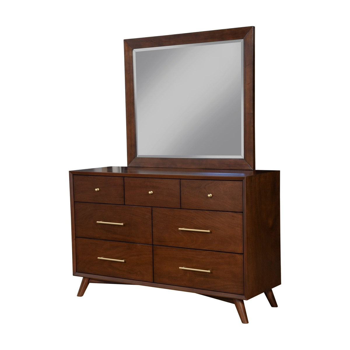Flynn Mid Century Modern Mirror, Walnut