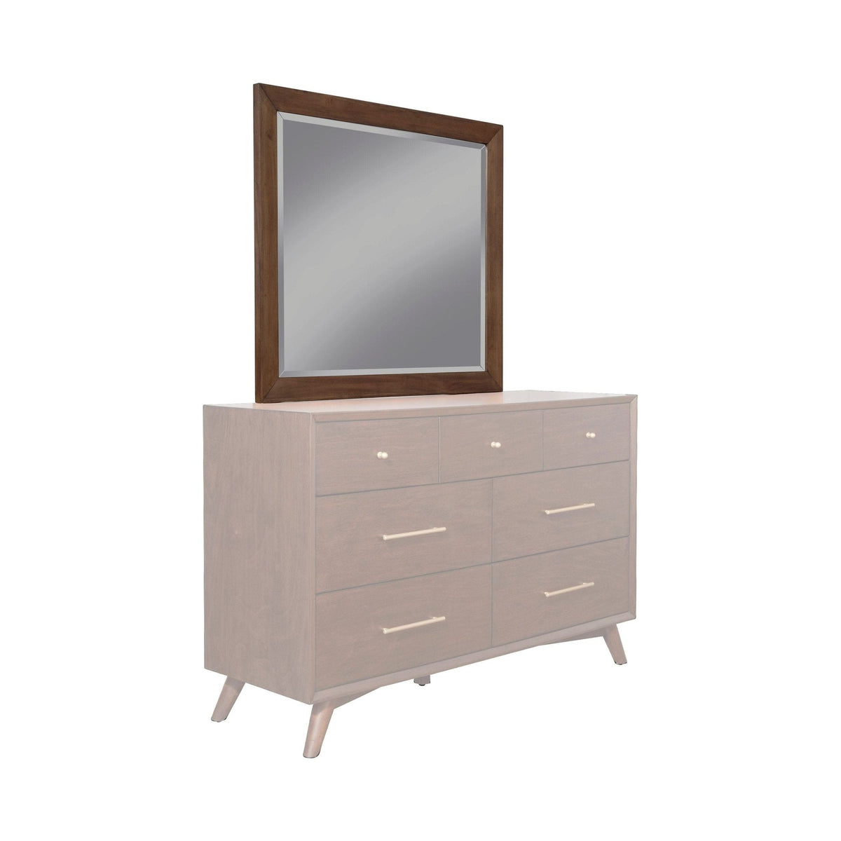 Flynn Mid Century Modern Mirror, Walnut