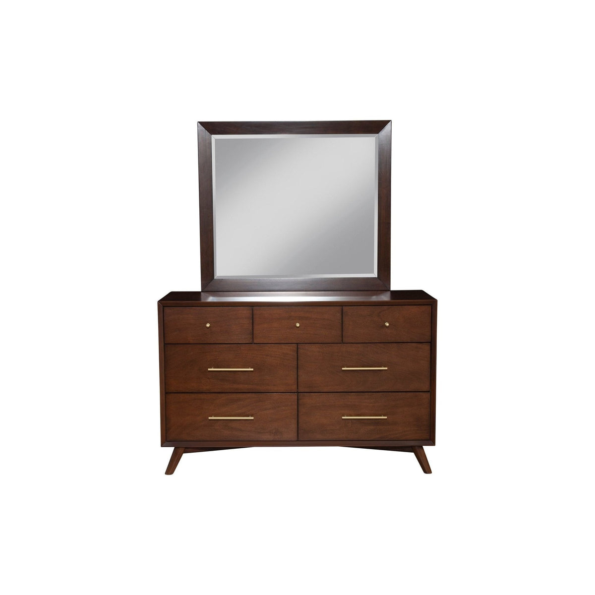 Flynn Mid Century Modern Mirror, Walnut
