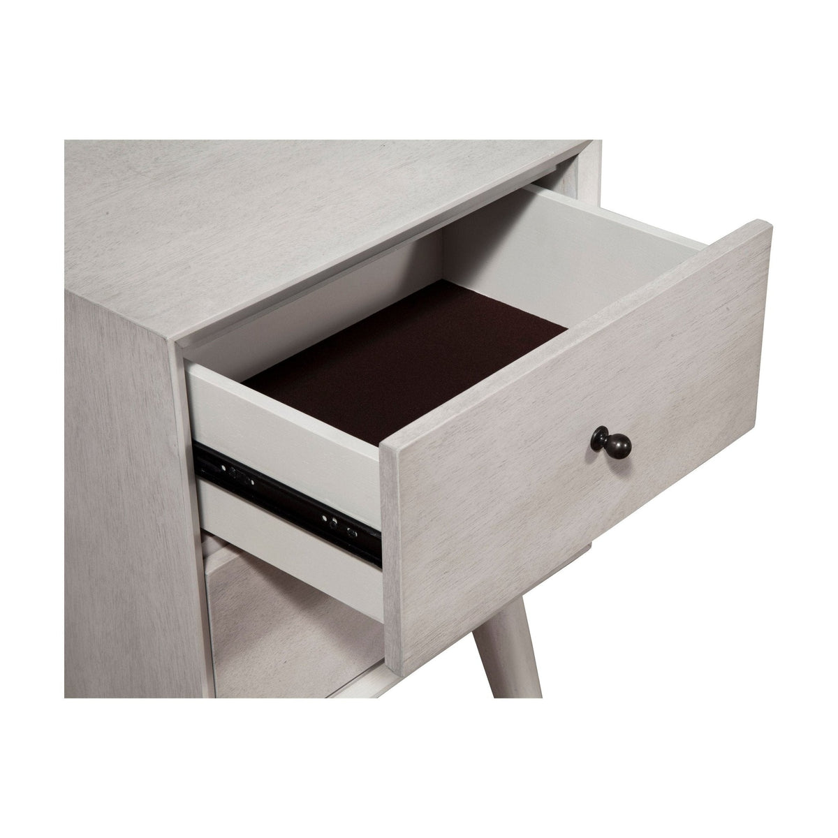 Flynn Mid Century Modern 2 Drawer Nightstand, Gray