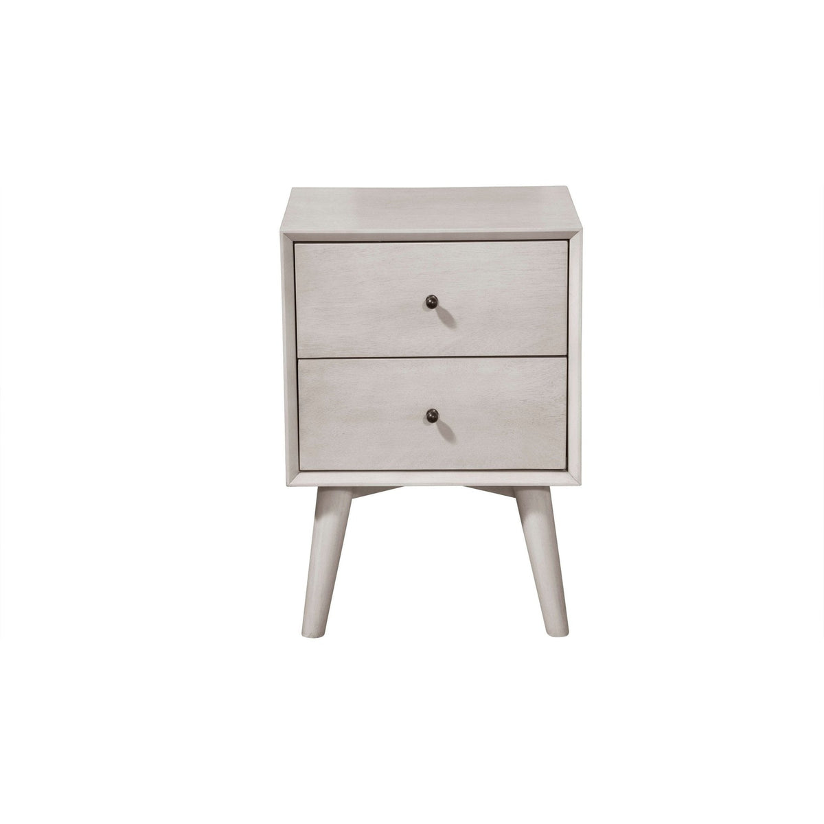 Flynn Mid Century Modern 2 Drawer Nightstand, Gray