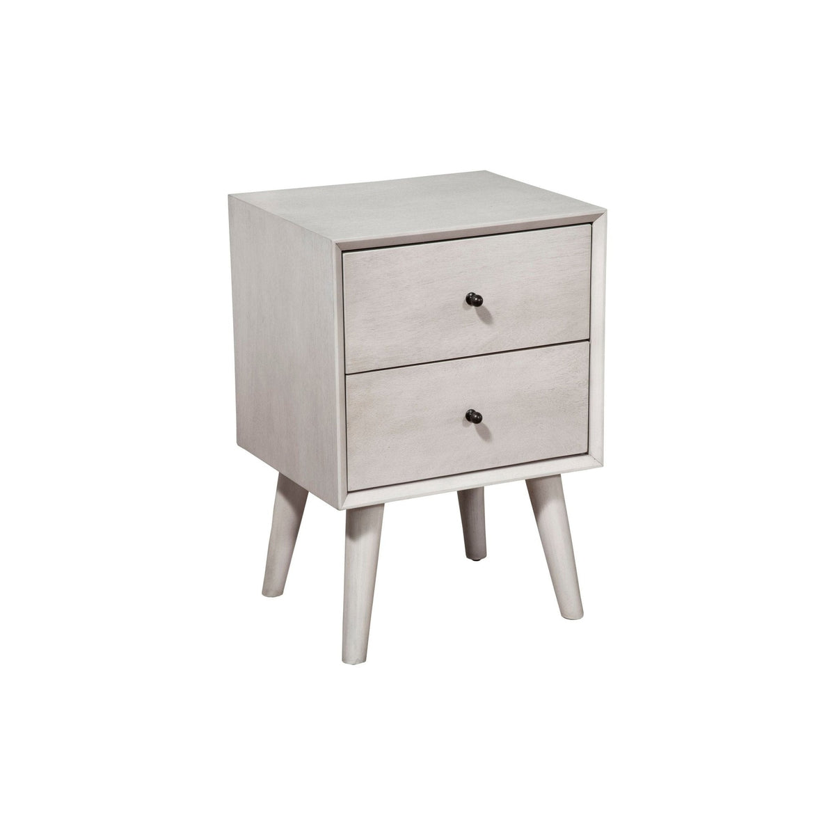 Flynn Mid Century Modern 2 Drawer Nightstand, Gray