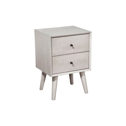 Flynn Mid Century Modern 2 Drawer Nightstand, Gray