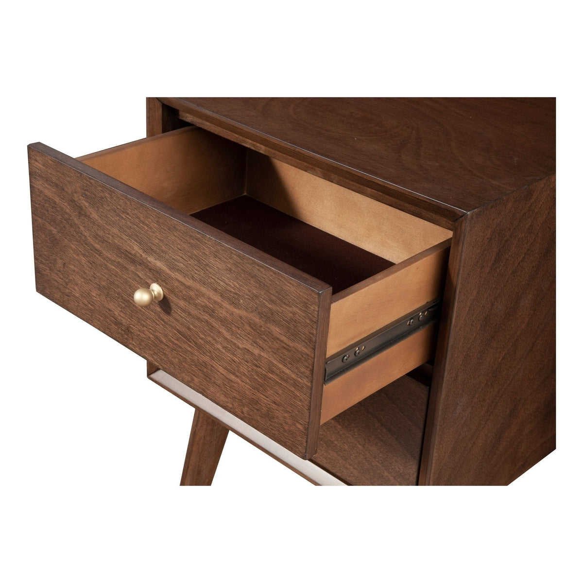 Flynn Mid Century Modern 2 Drawer Nightstand, Walnut