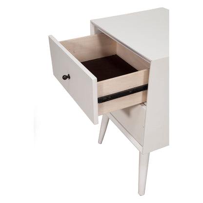 Flynn Mid Century Modern 2 Drawer Nightstand, White