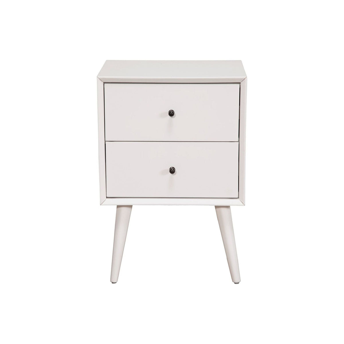 Flynn Mid Century Modern 2 Drawer Nightstand, White