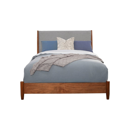 Flynn Mid Century Modern Two Tone California King Panel Bed, Chestnut/Grey