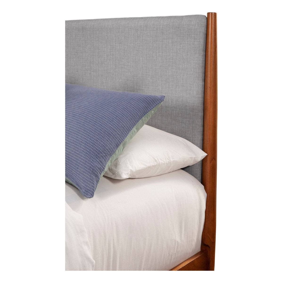 Flynn Mid Century Modern Two Tone Standard King Panel Bed, Chestnut/Grey