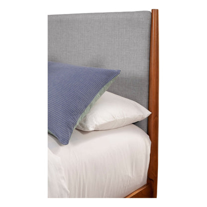 Flynn Mid Century Modern Two Tone Full Size Panel Bed, Chestnut/Grey
