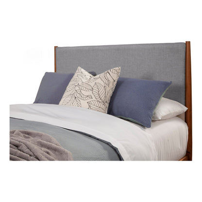 Flynn Mid Century Modern Two Tone Standard King Panel Bed, Chestnut/Grey