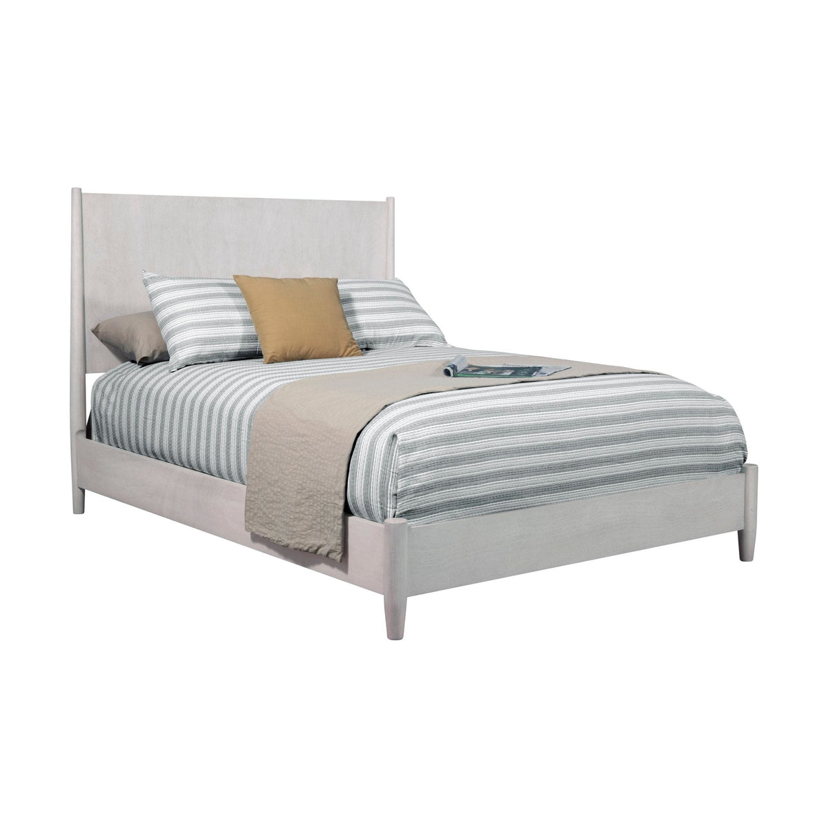 Flynn Mid Century Modern Queen Panel Bed, Gray