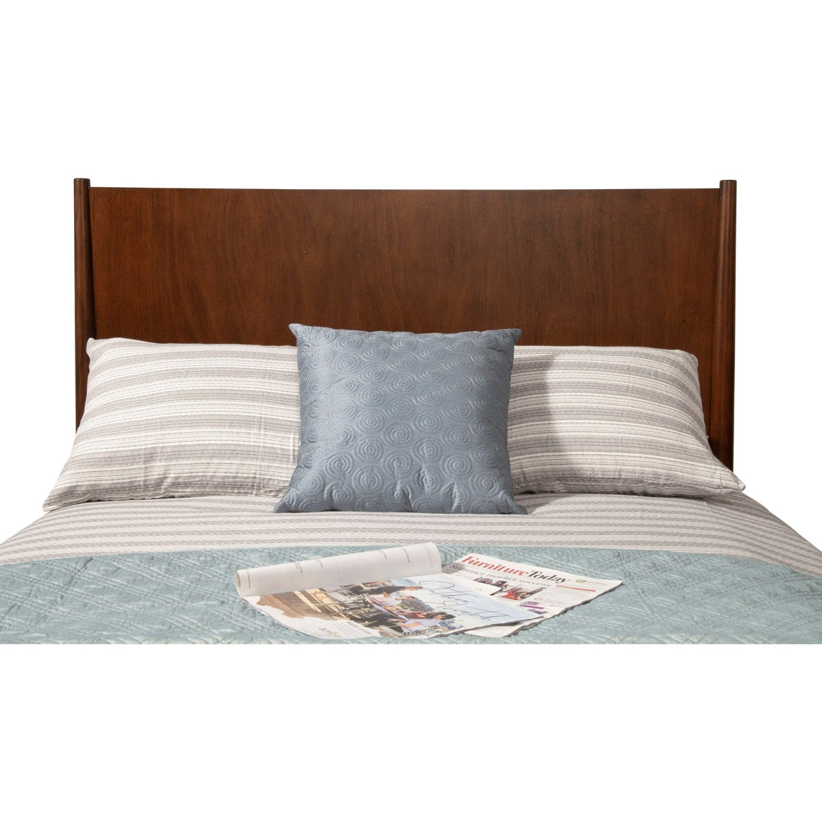 Flynn Mid Century Modern Queen Panel Bed, Walnut
