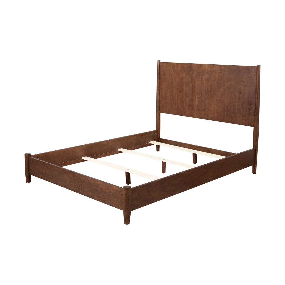 Flynn Mid Century Modern Queen Panel Bed, Walnut