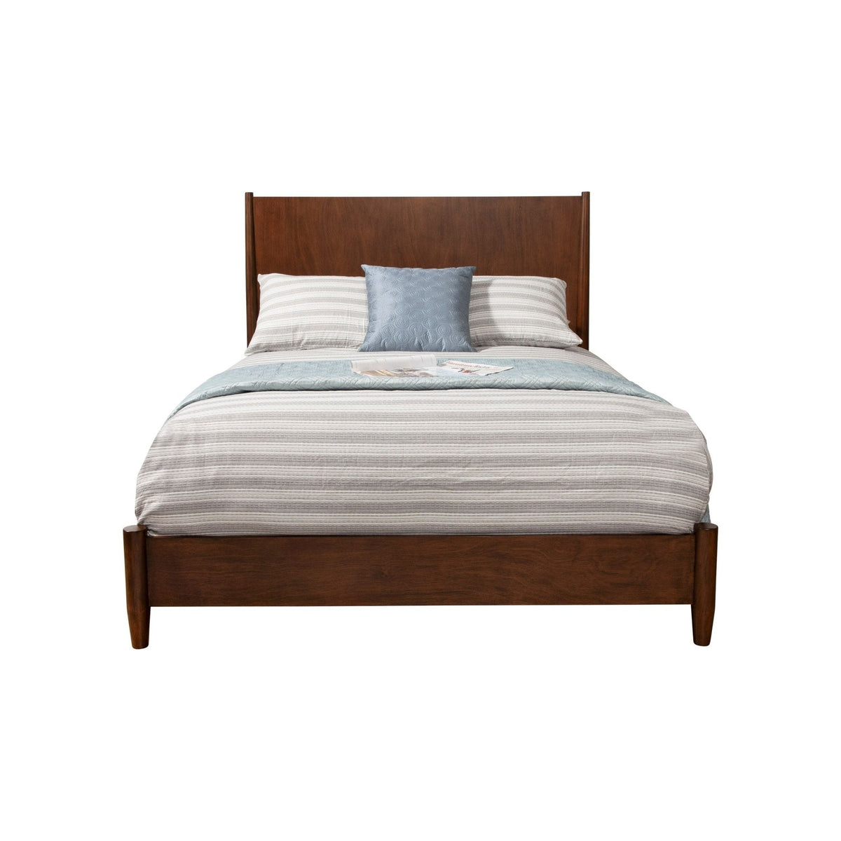 Flynn Mid Century Modern Queen Panel Bed, Walnut