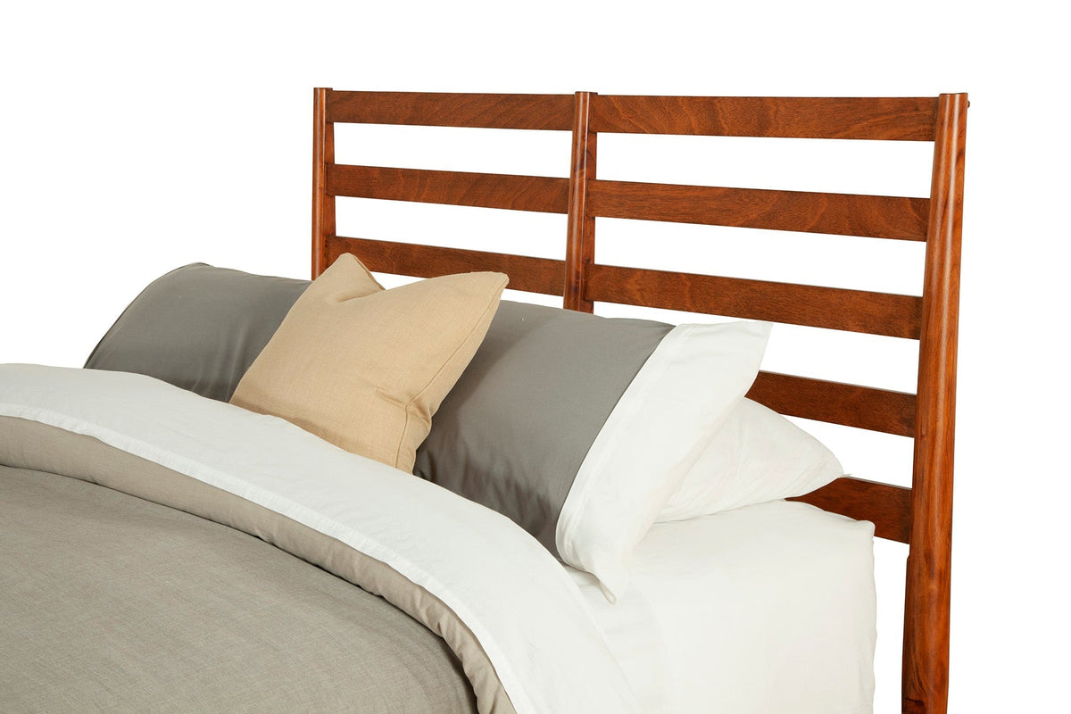 Flynn Retro Full Bed w/Slat Back Headboard, Chestnut