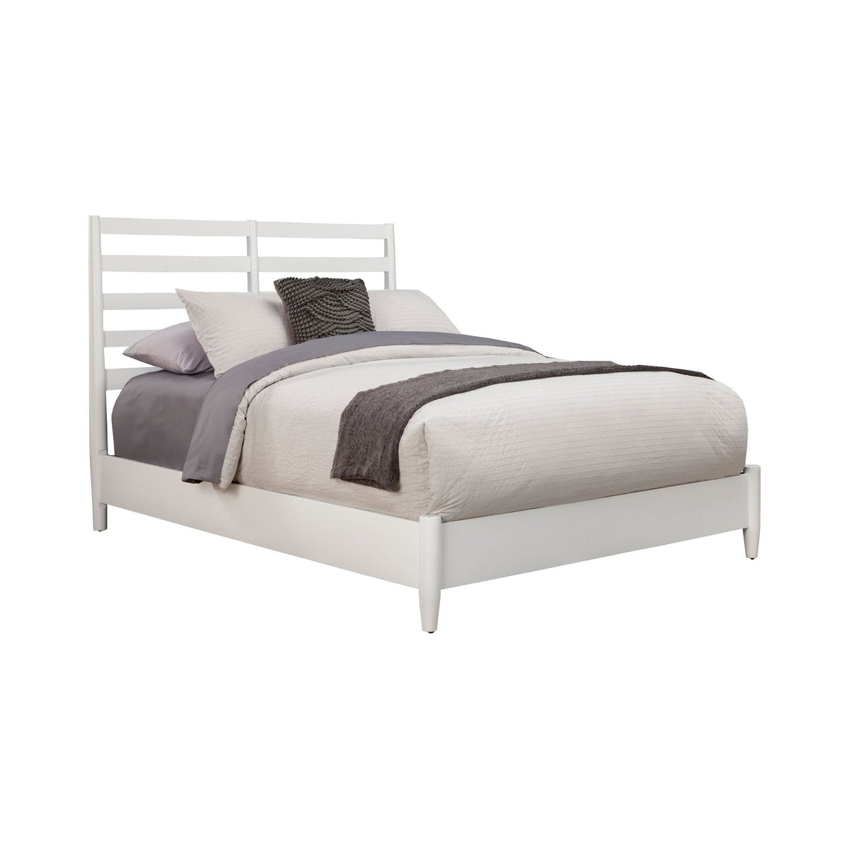 Flynn Retro Standard King Bed w/Slat Back Headboard, White
