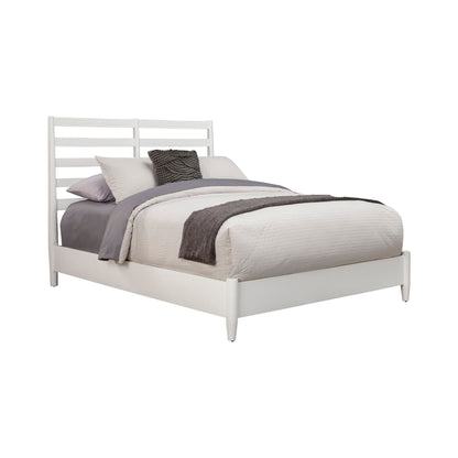 Flynn Retro California King Bed w/Slat Back Headboard, White