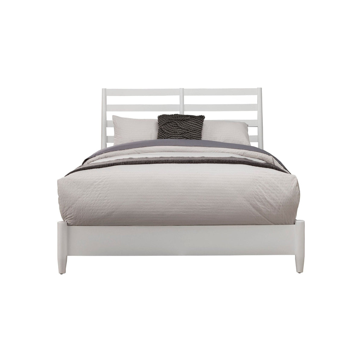 Flynn Retro California King Bed w/Slat Back Headboard, White