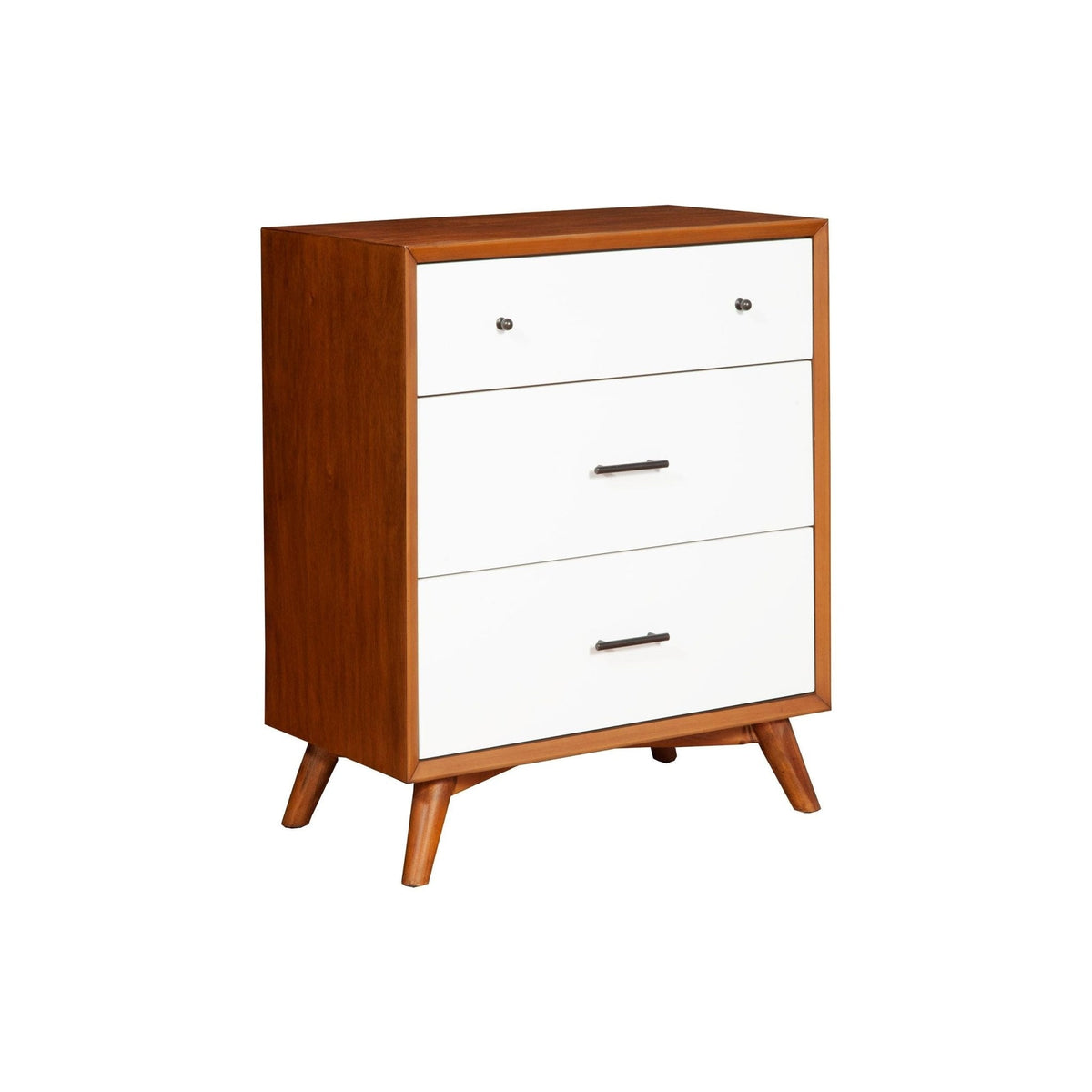 Flynn 3 Drawer Two Tone Small Chest, Chestnut/White
