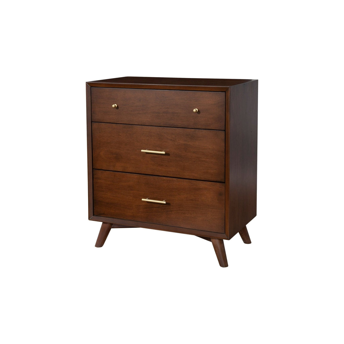 Flynn Mid Century Modern 3 Drawer Small Chest, Walnut