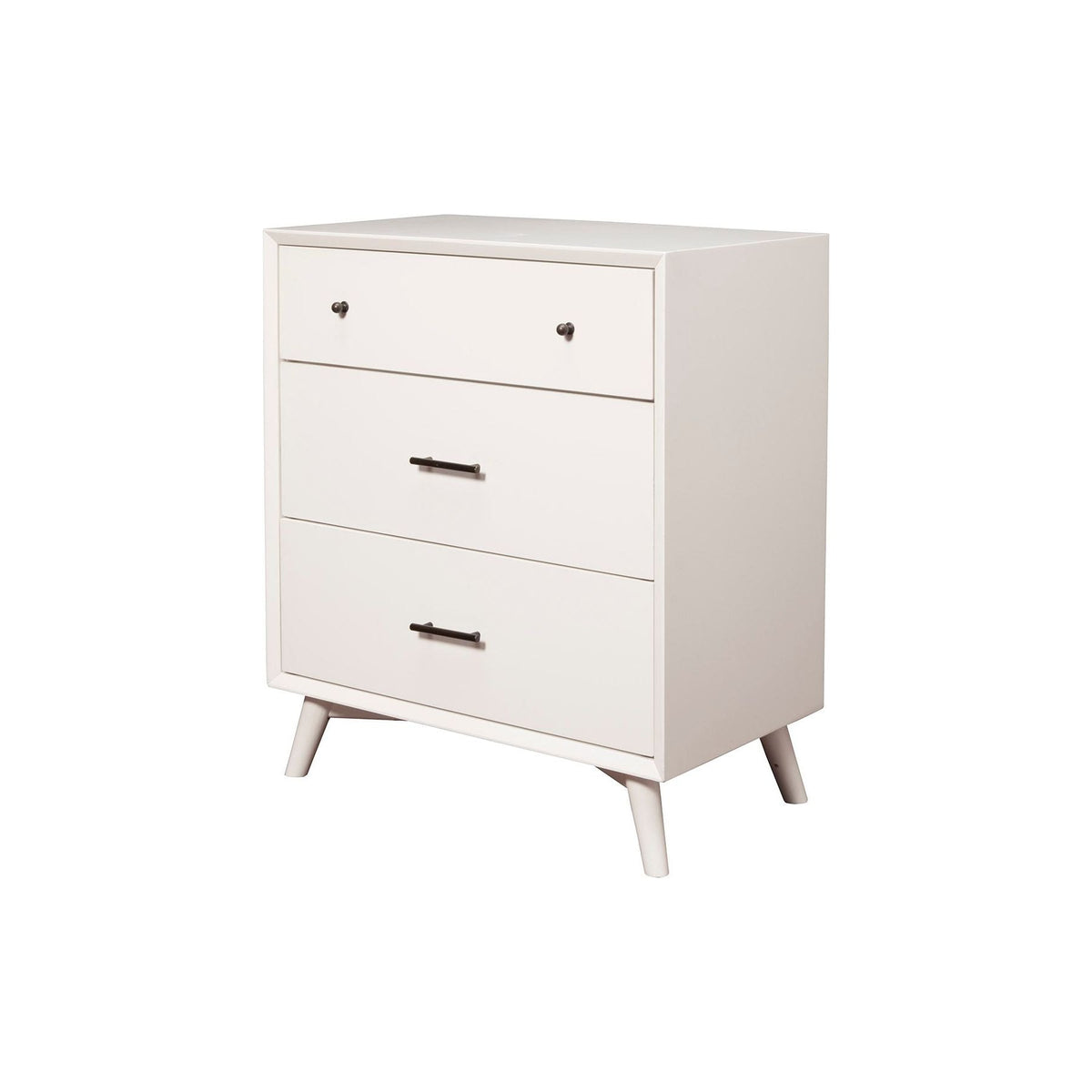 Flynn Mid Century Modern 3 Drawer Small Chest, White