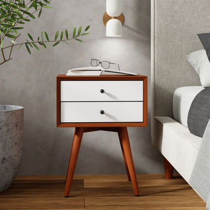Flynn Small Nightstand, Chestnut & White